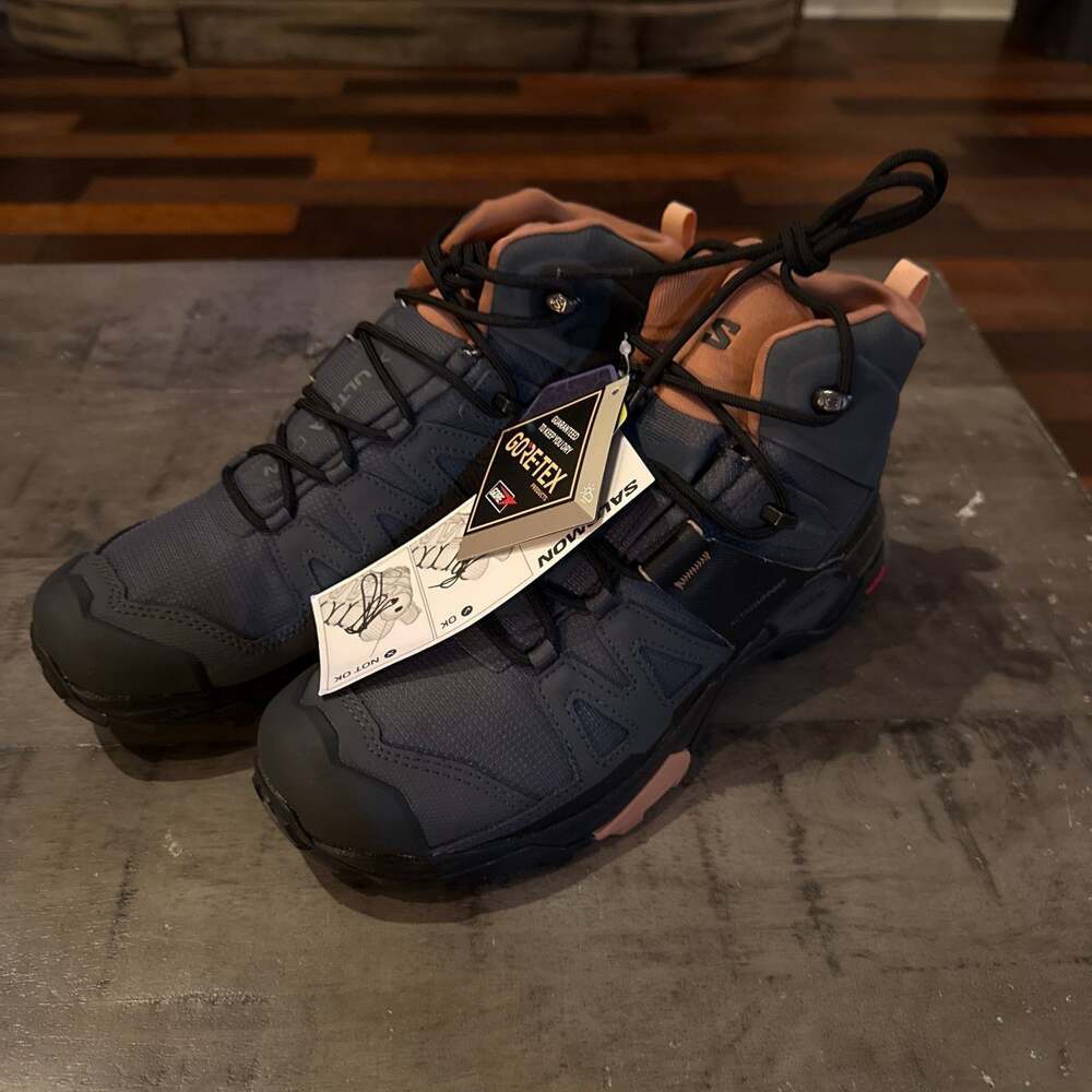 Salomon X Ultra 4 Mid GORE-TEX Hiking Boots Navy/Black Waterproof Women's Size 1